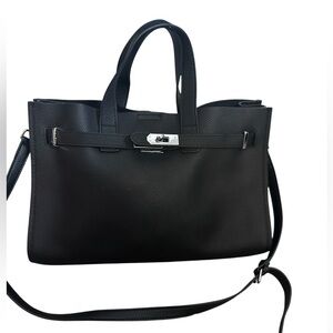 Urban Luxe Black Genuine Leather Power Tote Bagdana shoulder bag